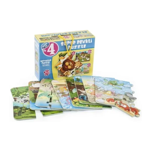 Diytoy Hayvanlar Süper Renkli 4'lü Puzzle