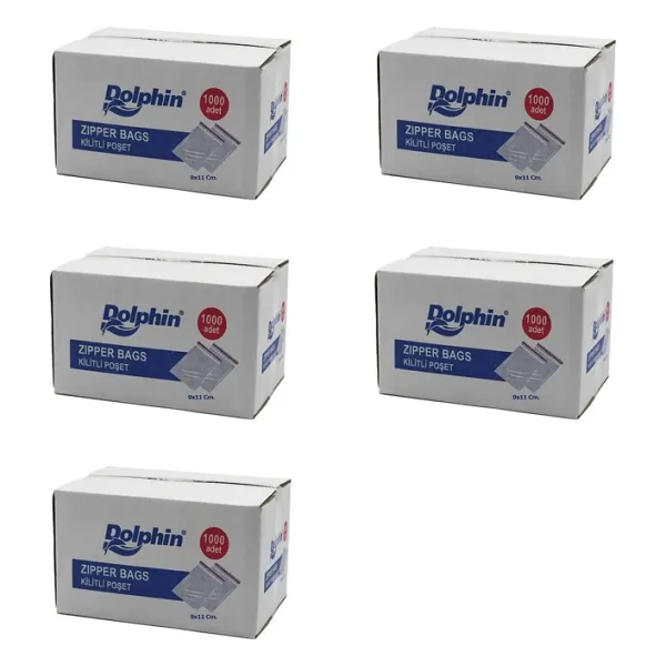 Dolphin Kilitli Şeffaf Buzdolabı Kilitli Saklama Poşeti Torba - 9x11 Cm. - 1000 Adetlik 5 Kutu