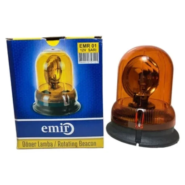 Emır Traktör Iş Makinası Döner Tepe Lambası Sarı 12 Volt Sanayi Tip Yedek Parça Emr01