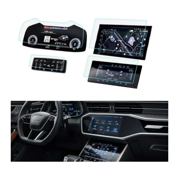 Engo Audi Q7 Ekran Koruyucu Set Multimedya Kumanda Gösterge Klima