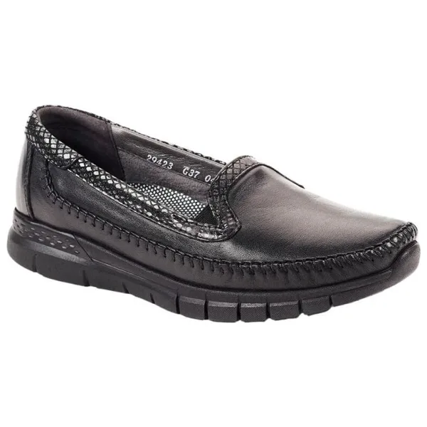 Forelli 29423 Laden-g Siyah Kadın Comfort Deri Ayakkabı
