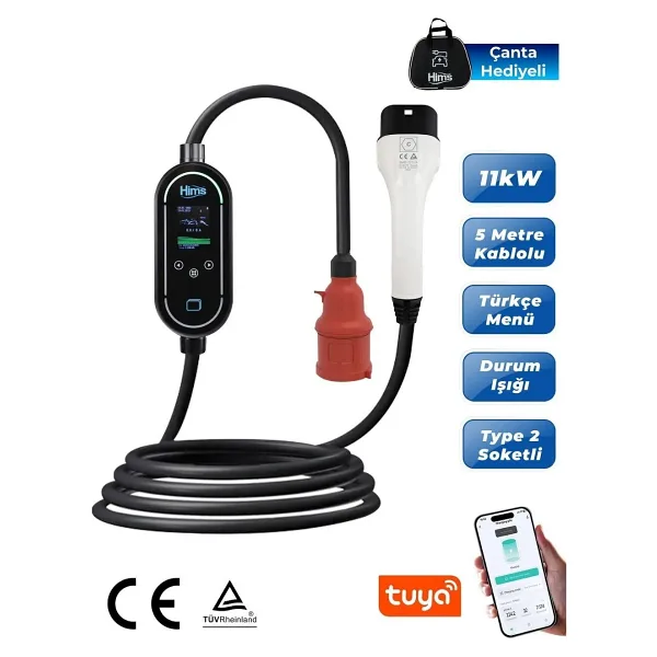 Hims HCTK-11-PS-S 11 kW 5 m Kablolu Elektrikli Araç Şarj İstasyonu