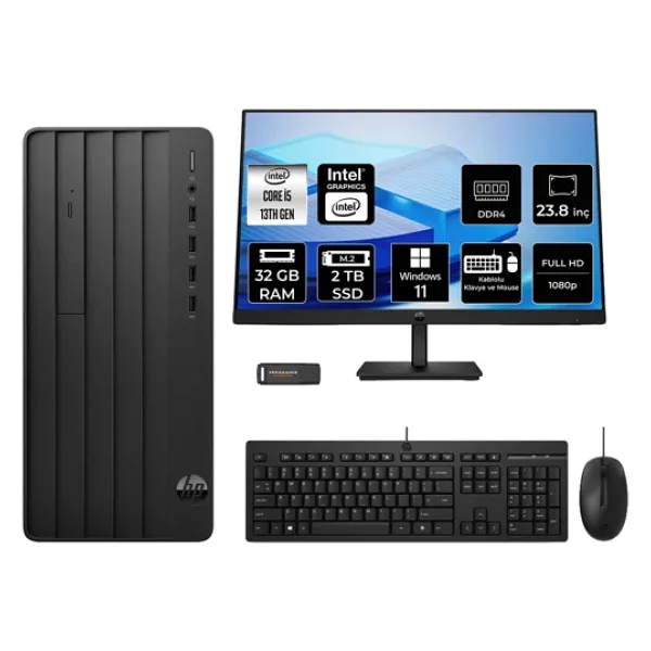 HP Pro Tower 290 G9 i5 13400 32GB 2TB SSD W11H Masaüstü Bilgisayar + 23.8 Monitör