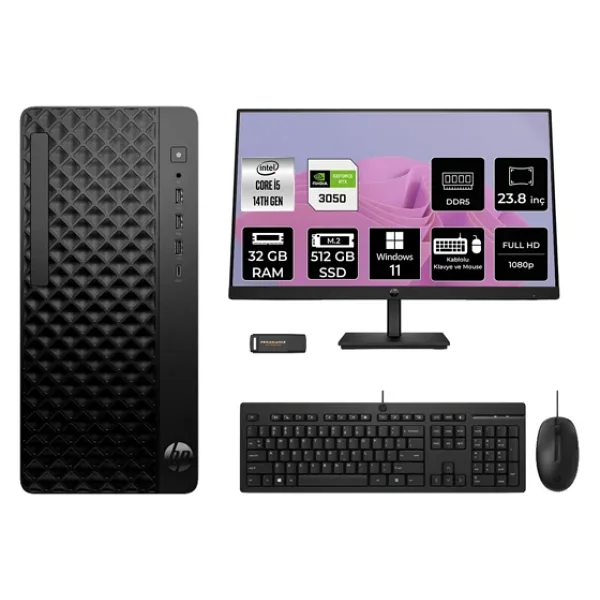 Hp Prodesk 2 Tower G1i İ5 14500 32Gb 512Gb Ssd Rtx3050/6Gb W11p Masaüstü Bilgisayar + 23.8" Monitör