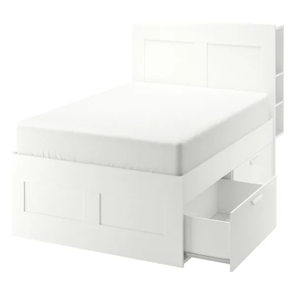 IKEA Beyaz Fonksiyonel Çift Kişilik Karyola 180X200 cm - 180 x 200 cm