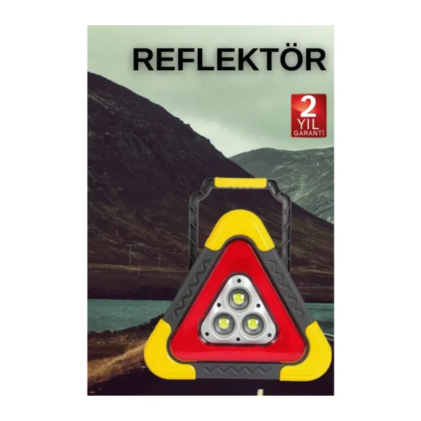 Işıklı Üçgen Reflektör Led Projektör Acil Durum Feneri Flaşör 500 Lümen