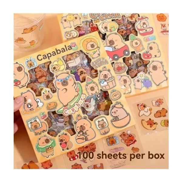 Kawaii Kapibara Capybara 100 Sayfa 570 Adet Su Geçirmez Şeffaf Sticker
