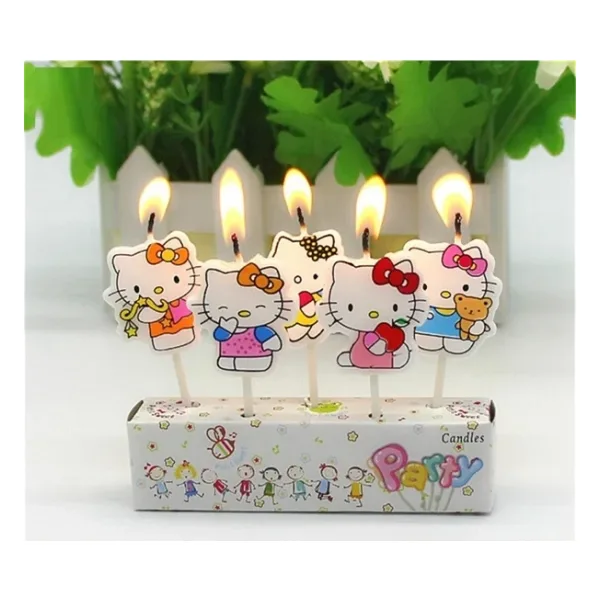 Kuzey Hello Kıtty Bırthday Candle Vıp Kalite Hello Kıtty Pasta Mumu 5 Adet Hello Kıtty Doğum Günü Mumu