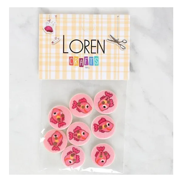 Loren Crafts 8'Li Balık Düğme - 1156