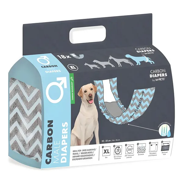 M-Pets Diapers Erkek Köpekler İçin Xl 18Li Karbonlu Külot