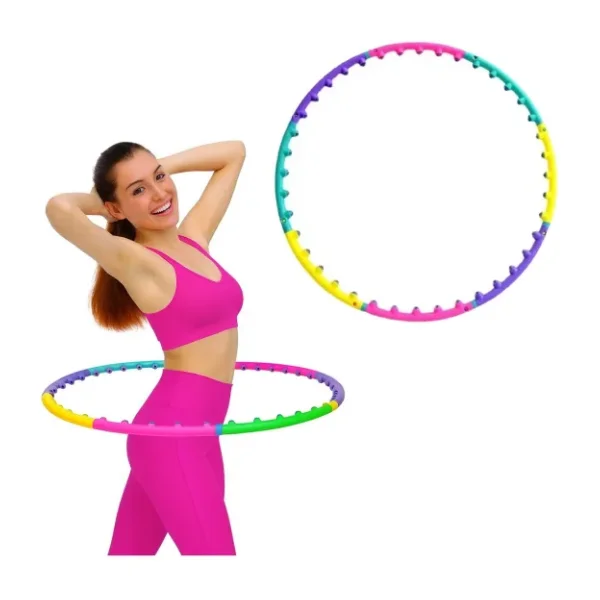 Masaj Başlıklı - 7 Parça Sök-Tak Spor Çemberi, Bel ve Karın Zayıflama Egzersiz Halkası, Renkli Köpük Kaplama Fitness Hoop, Kadın-Erkek Için Ev Tipi Spor Aleti JS-6021 - 001-Renkli