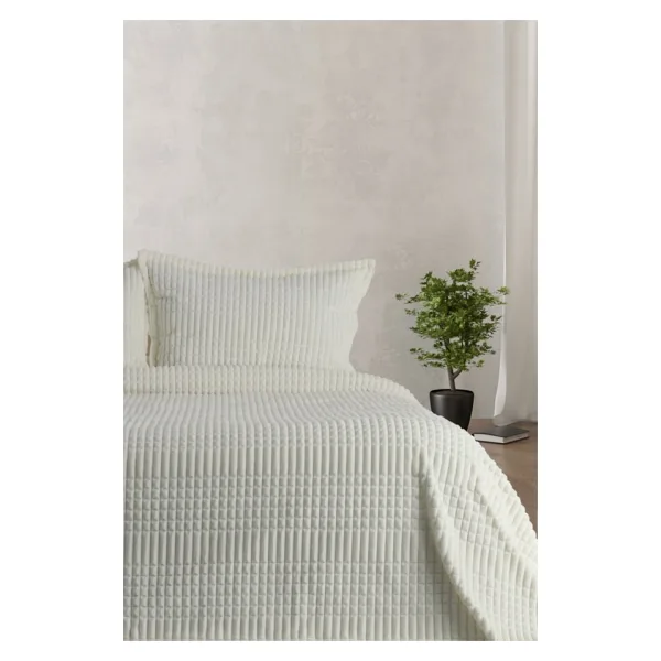 Merinos Modern Line 3 Parça Battaniye Seti - 220 x 240 cm - Ekru