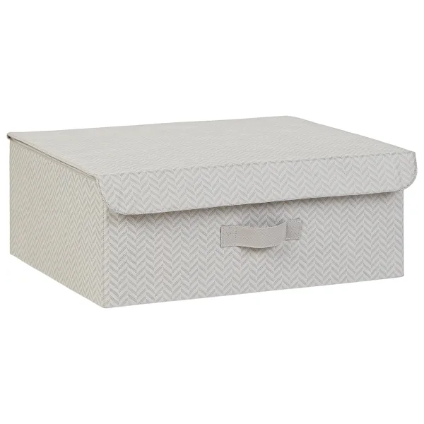 Ocean Home Textile Gri Balıksırtı Kapaklı Kutu 48 x 40 x 19 cm