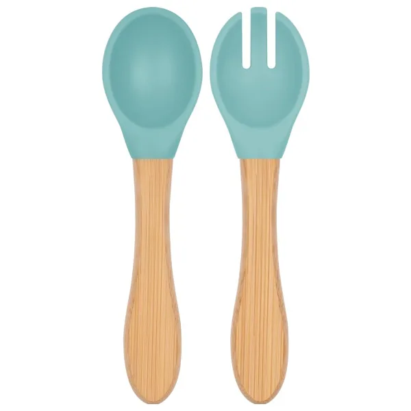 OiOi BASICS Mama Kaşığı + Çatal - Aqua Green