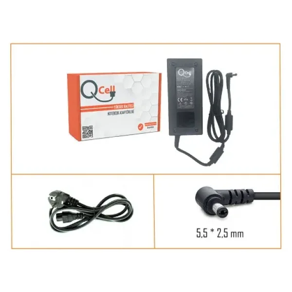 Qcell QBA-009 19V 6.32A 120W Notebook Adaptör 5.5x2.5mm Gaming Uyumlu