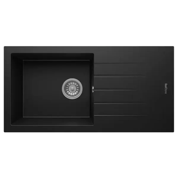 RealStone Assos P011 86 XL Tezgah Üstü Siyah Granit Eviye