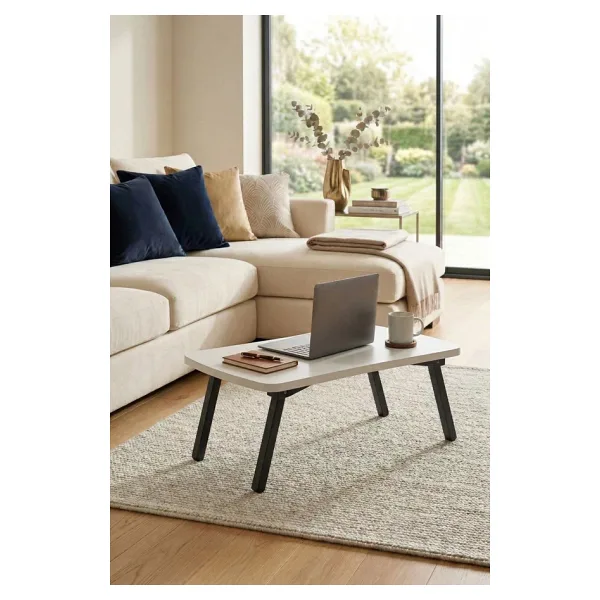 Reyo Falez Laptop Sehpası Çalışma Kahvaltı Masası Beyaz