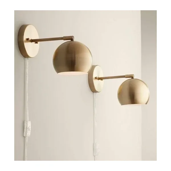 Rsylight Retro Eskitme Kaplama Ledli Metal Mafsallı Kablolu Fişli Dekoratif Rustik Aplik Beyaz Ampullü