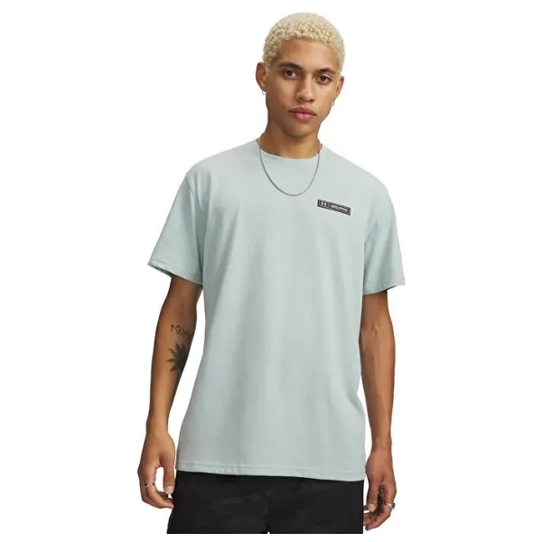 Under Armour Heavyweight Armour Label 1382831-477 Açık Mavi Kısa Kollu Bisiklet Yaka Erkek Tişört