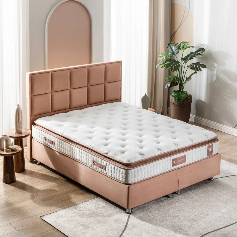 US. Sleeping Ultra Ortopedik Touch Brown Yaylı 160x200 cm Pedli Çift Kişilik Yatak