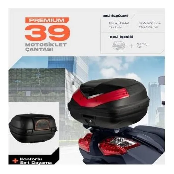 Wogen 39 Litre Premium Sırt Dayamalı Motosiklet Çantası - Siyah 1407 001