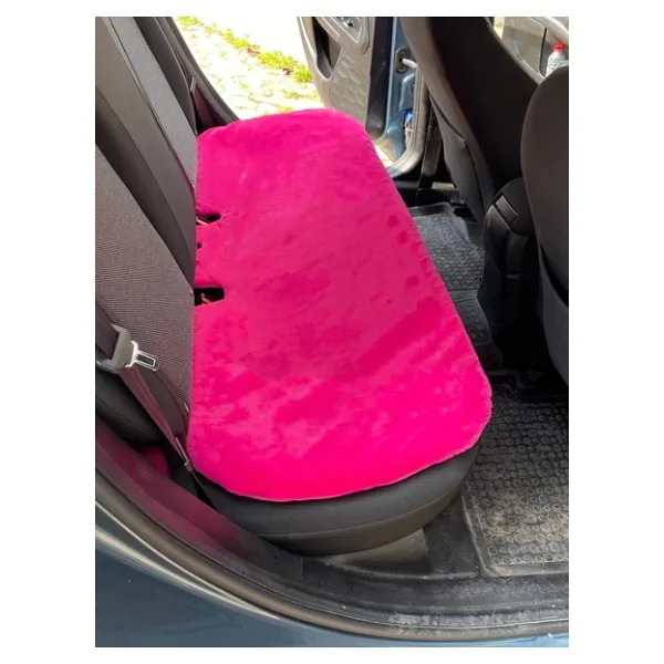 Yumuşak Tüylü Peluş Serme Oto Koltuk Koruyucu Minder Arka Fuşya Pembe