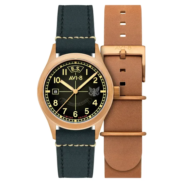 AVI-8 Flyboy Eagle Squadron Automatic Bronze 85th Limited Edition AV-4145-01 Lacivert Erkek Kol Saati