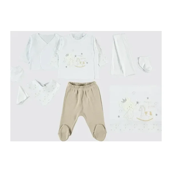 Civil Baby Kız Bebek 10'lu Zıbın Setleri 0-1 Ay Koyu Bej
