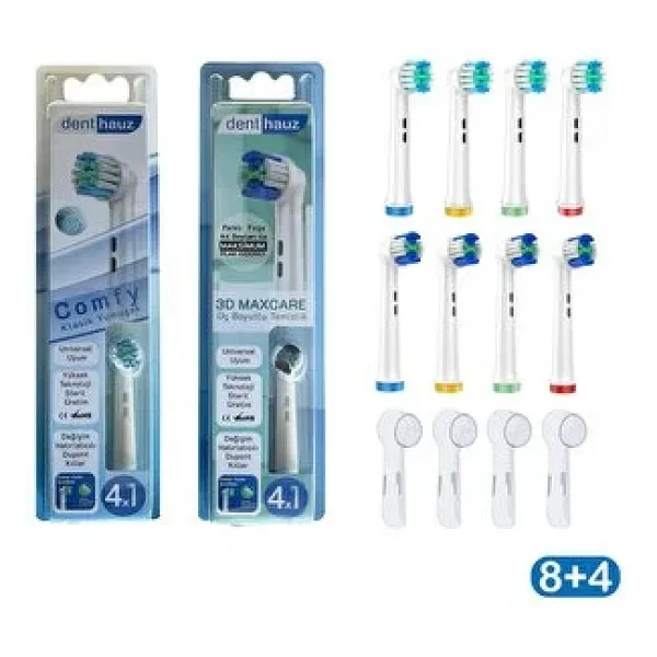 Denthauz Süper Set Comfy + 3D Maxcare Oral-B Uyumlu Diş Fırçası Başlıkları + Fırça Koruma Kapağı