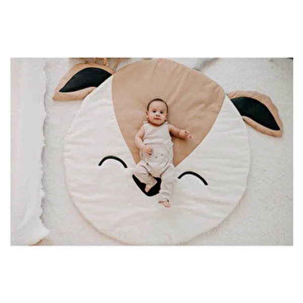Dery Baby Oyun Halısı Oyun Matı Roe Tekstil Malzemeden Yapılmış Sevimli Desenli - 120 x 110 cm - Bej