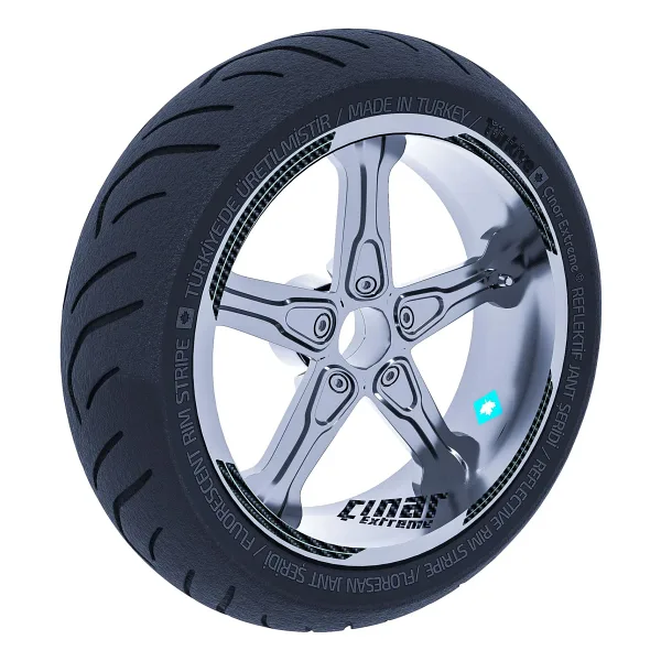 Double Stripe Tasarımlı Siyah Karbon Fiber Dokulu Jant Şeridi Sticker Çınar Extreme