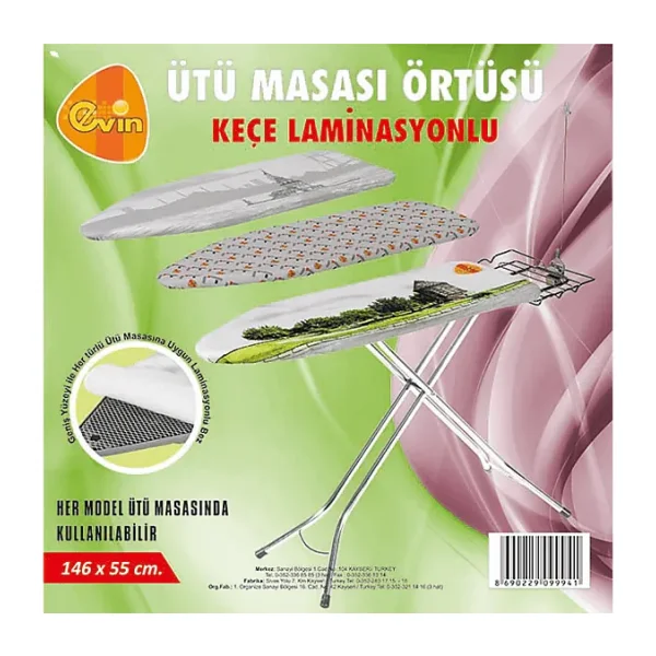 Evin Keçeli Ütü Masası Bezi 146x55 Cm Akyüzhome Çok Renkli