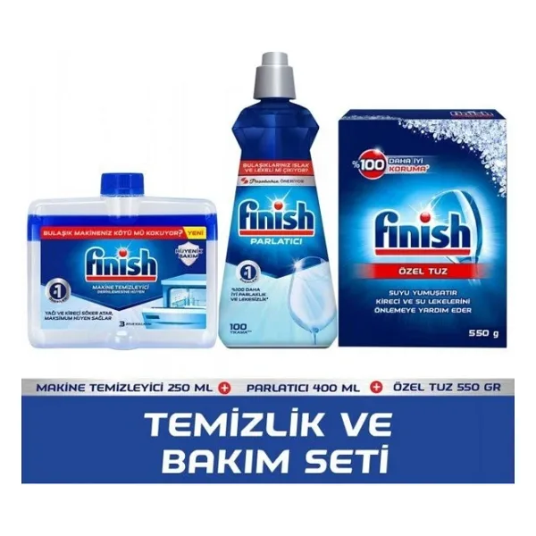 Finish Parlatıcı 400 ml + Temizleyici 250 ml + Tuz 550 gr