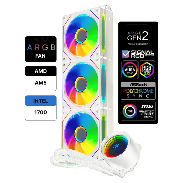 Gametech Hydra AHD360MM ARGB 360 mm Beyaz İşlemci Sıvı Soğutucu