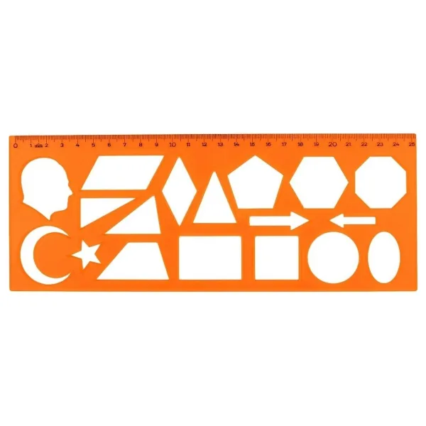 Hatas Geometrik Şekiller Şablonu 25 cm KOD02285 - Renkli