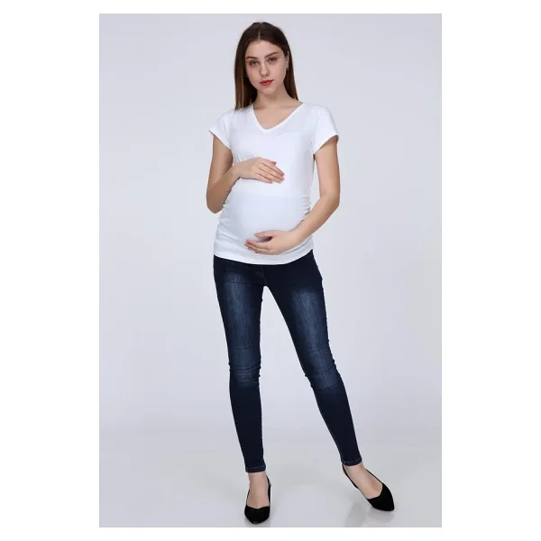 IŞŞIL 3158-V Yaka Kısa Kol Hamile T-Shirt