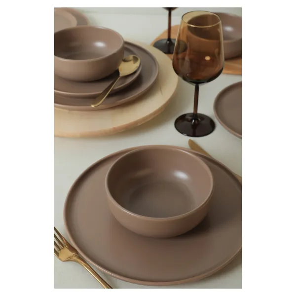 Keramika Nordic Mat Toprak Taupe 18 Parça 6 Kişilik Yemek Takımı