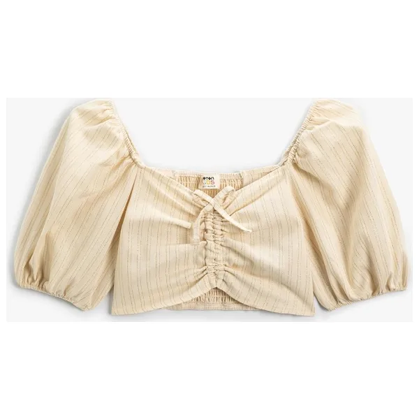 Koton Crop Bluz Fiyonklu Balon Kollu Büzgü Detaylı