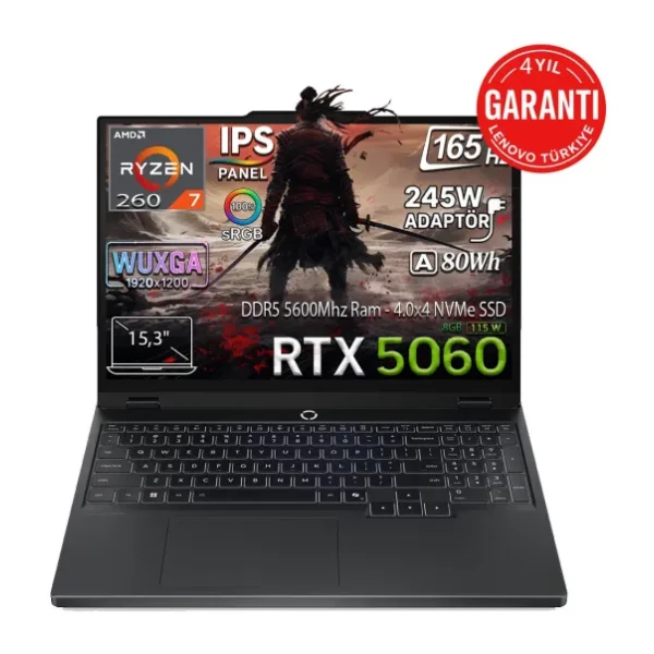 Lenovo Legion 5 15ahp10 83m00070tr Ryzen 7 260 24 GB 1 TB SSD Rtx5060 15.3" Wuxga Gaming Laptop