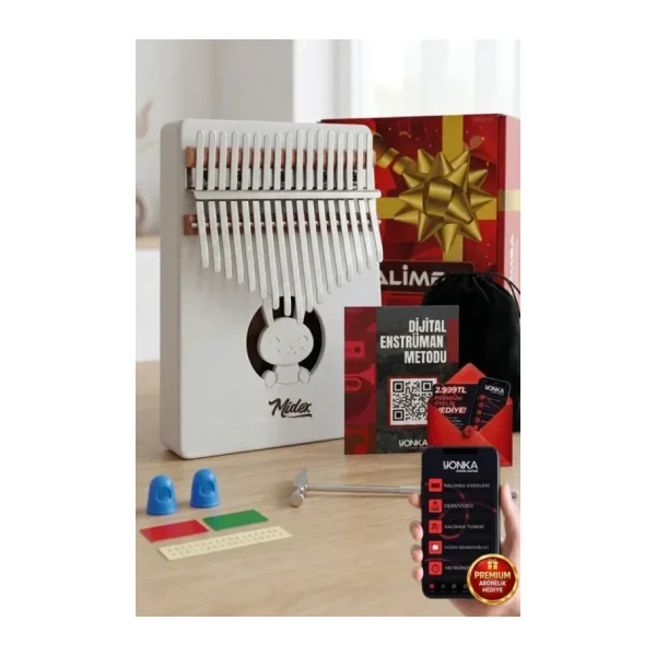 Midex KLX-550-PAK Ağaç 17 Tuşlu Beyaz Kalimba Set