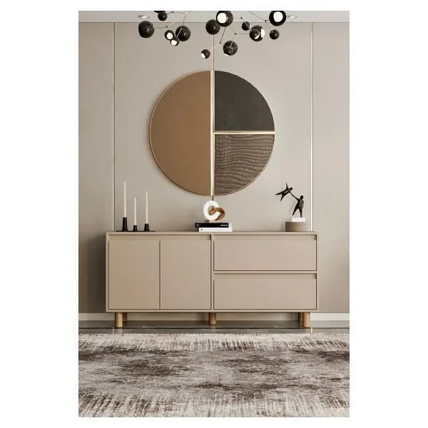 moldesan Mila Bej MDF 140 cm raflı konsol