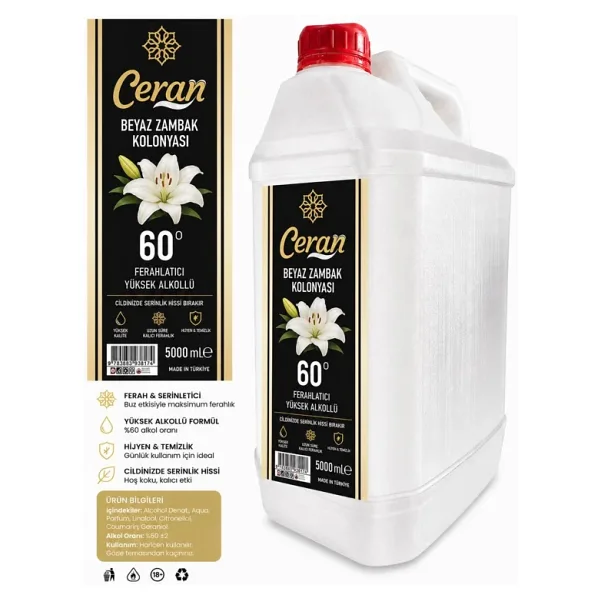 Nesrin Zambak Kolonyası Beyaz 60 Derece Pet Bidon 5 lt