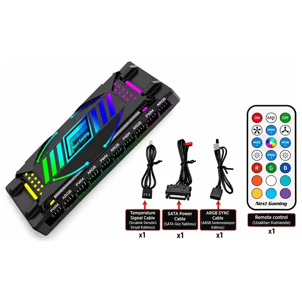 Next Gaming Ng 11 Port Argb & Pwm Fan Kontrolcü Manyetik & Kumandalı - Siyah