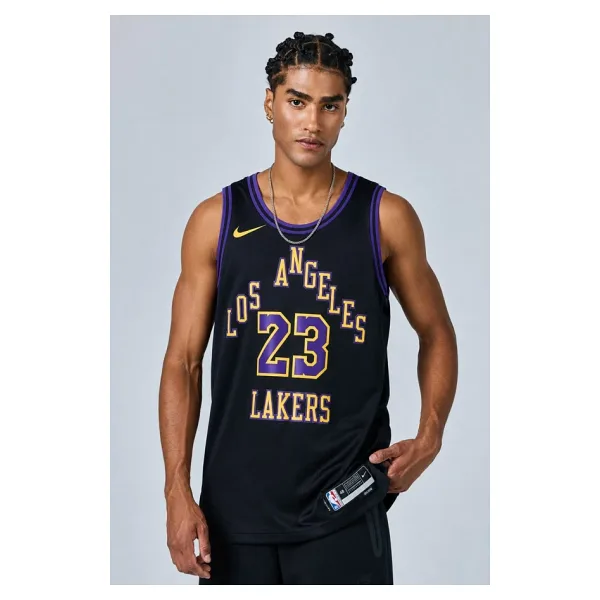 Nike Dri Fit Los Angeles Lakers 2023/24 City Edition Basketball Jersey Lebron James Basketbol Forması Siyah