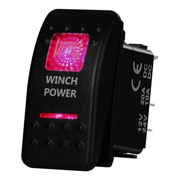 ON-OFF Kırmızı Işıklı Anahtar 5-Pin 12V-24V - Winch Power