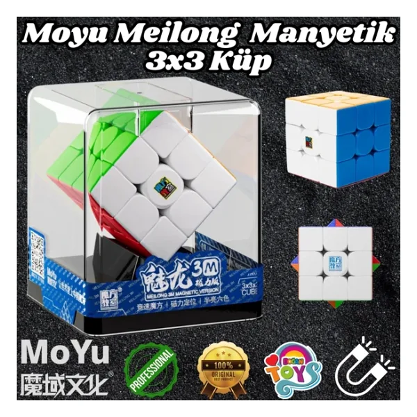 Orijinal MoYu Meilong 3x3 Manyetik Küp Kutulu - Moyu Speed Cube - Moyu 3x3 Zeka Küpü - Zeka Küpü - M
