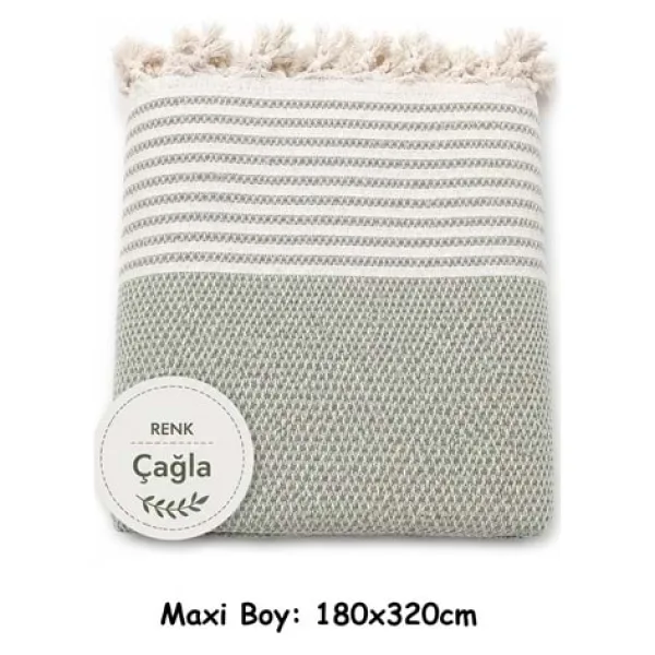 Pamuklu Kaymaz Hasır Dokuma Maxi Boy Kolları Örten Koltuk Örtüsü (180x310) - Çağla