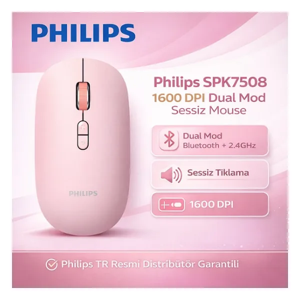 Philips SPK7508 Pembe Optik Kablosuz Mouse