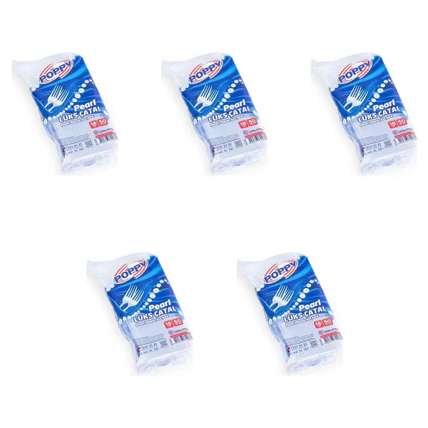 Poppy Plastik Lüks Çatal - 18 Cm. - Şeffaf - 50 Adetlik 5 Paket Şeffaf