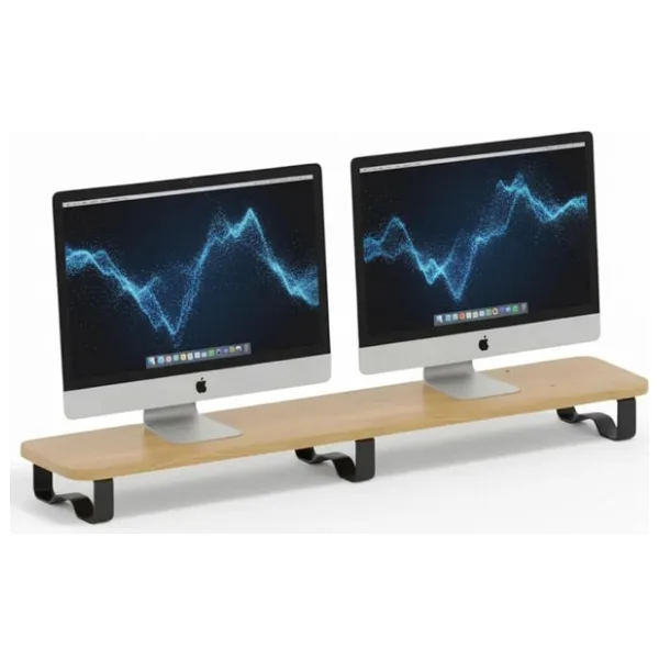 Prexua Upster Ahşap Monitör Standı - Ergonomik Monitör Yükseltici - XLarge - Safir Meşe - Siyah Ayak